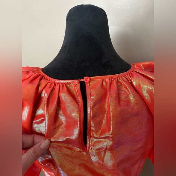 CHRISTOPHER JOHN ROGERS orange shiny puffy sleeve dress for Target sz xxs EUC - Picture 7 of 14